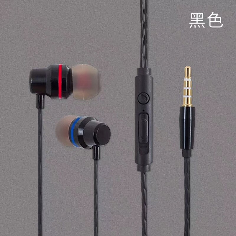 Bedrade oortelefoon voor huawei honor oppo 10, 9 lite 8, 7 plus, in-ear, zware bas, stereogeluid, oordopjes voor gaming, oordopjes met microfoon: Zwart