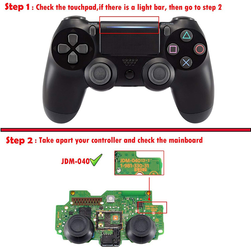 YuXi-JDM JDS 040 050 055 Thumbstick pour PS4 Pro Slim Contrmatérielle, Inter Inj Button, Direction Key, ABXY Buttons, JoysUniverse Cap, DSub R1 L1