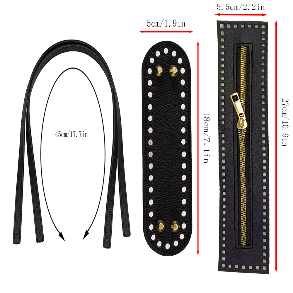 45cm tasriem + gesp + 18cm tasbodem + 27cm rits gebreide tasbodemriem accessoires handgemaakte geweven tas handvat riem portemonnee maak accessoires S004127