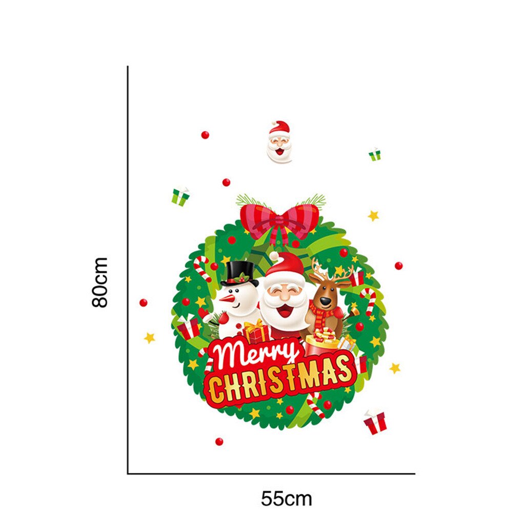 Cartoon Christmas Stickers for Window Showcase Removable Santa Clause Snowman Home Decor Decal Adhesive Year Mural #25