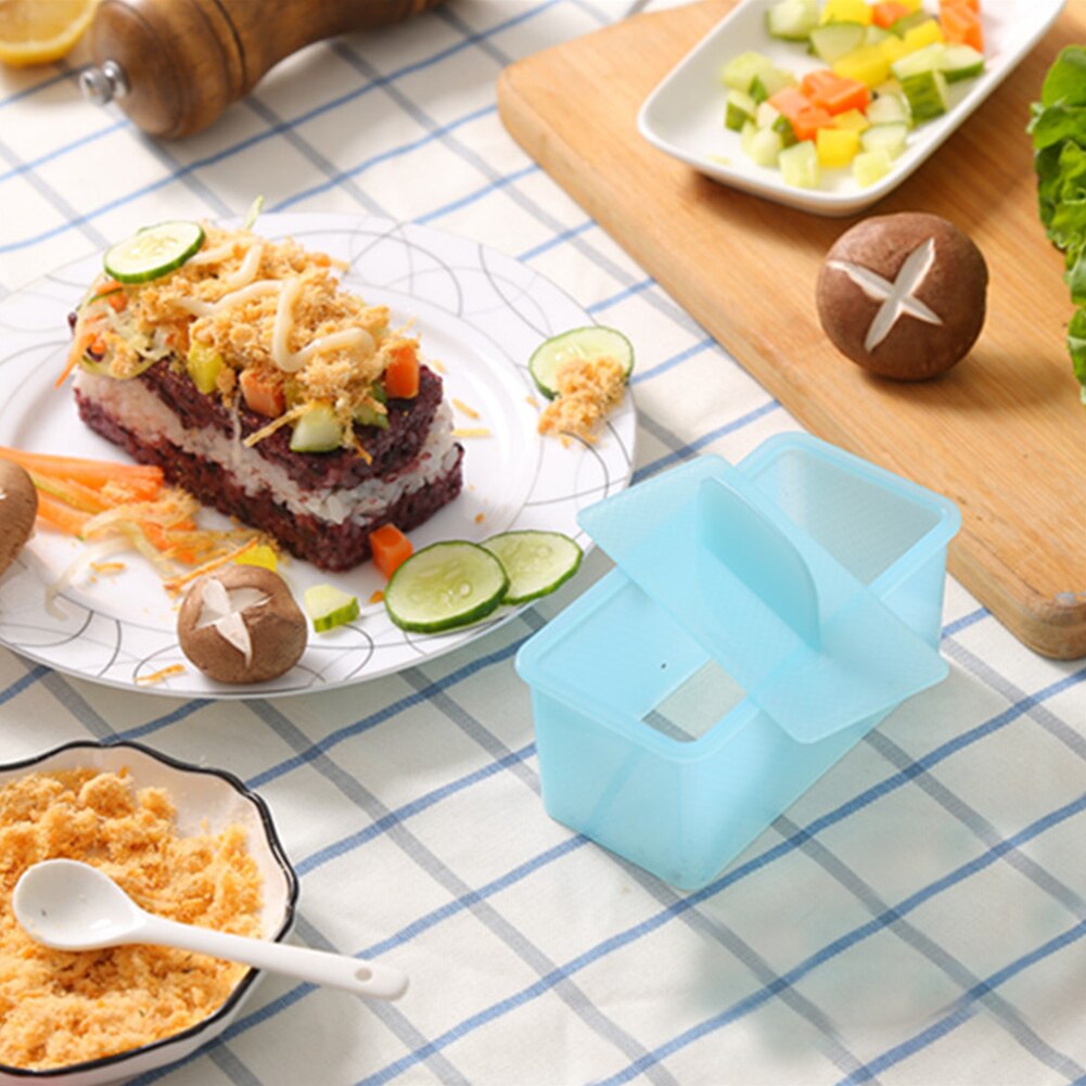 DIY Food Lunch Rectangular Kitchen Tool Cooking Rice Ball Sushi Mold Meat Press Bento Portable Non Stick Japanese Onigiri Maker: Blue 1pc