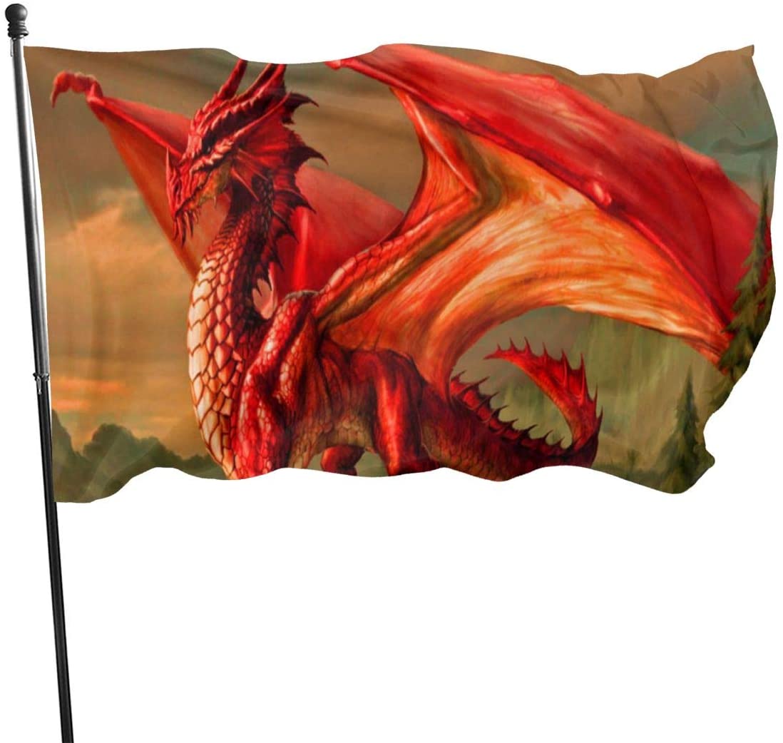 Rode Fantasy Dragon Vlag 3X5 Ft Outdoor Banner Tuin Teken: Default Title