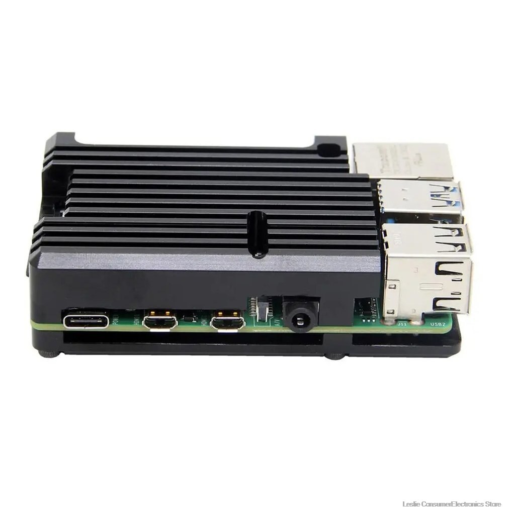 Raspberry Pi 4/3 Aluminum Case with Dual Cooling Fan Metal Shell Black Enclosure for RPI Raspberry Pi 4B/3B/3B+: B