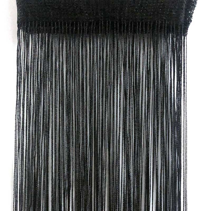 Cortinas de red de gasa de cuerda, paneles de cortina de ventana de 200cm, barra superior, ranura única, gran , 1 ud.: Negro