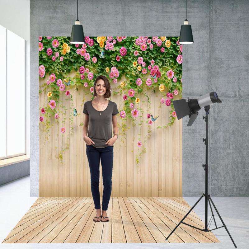 Houten Planken Bloem Fotografie Achtergrond Doek Achtergrond Studio Decor Photo Studio