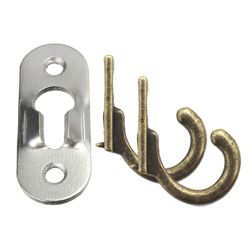 20 Pcs 44Mm Metal Keyhole Hanger Fasteners Picture Photo Painting Fasteners & 30Pcs Vintage Bronze Wall Mounted Single Hook Hang