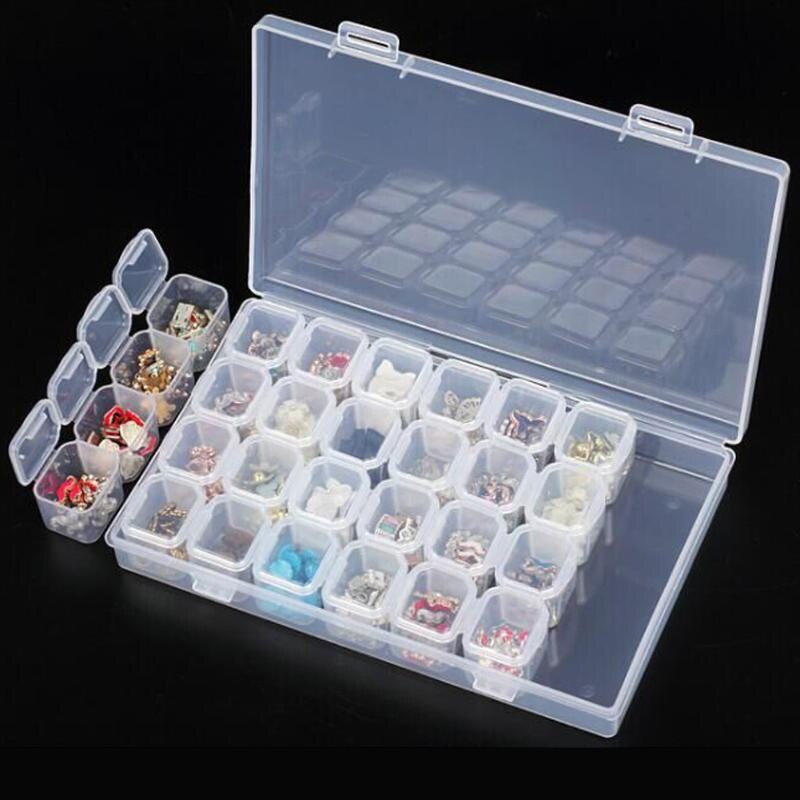 28 Grids Plastic Opbergdoos Sieraden Kralen Storage Case Transparante Compartiment Geneeskunde Box Organizer Verstelbare Organizer