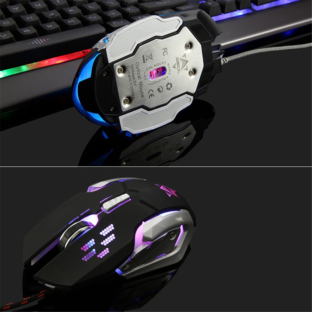 Ergonomics Gaming Keyboard Mouse Combo Cool Backlit USB Wired Keyboard 3200DPI Optical Mouse Suit for ASUS Acer HP Lenovo