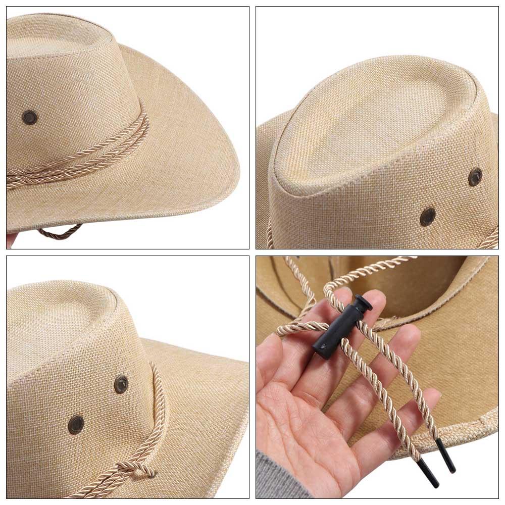 Linen Western Cowboy Hat Beach Cap Climbing Hat Summer Sun Hat Outdoor Visor Cap Cycling Cap Beach Sunscreen Cap Summer