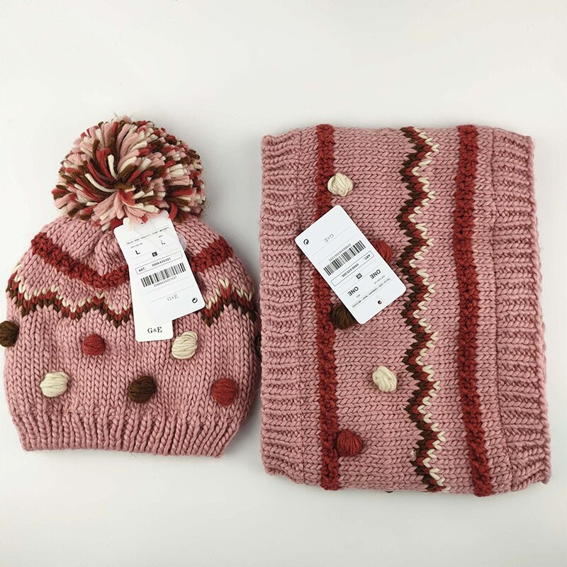 Cappello sciarpa Set ragazza inverno pompon Beanie bambini rosa pile caldo autunno sci accessorio per esterni: 5-8 years