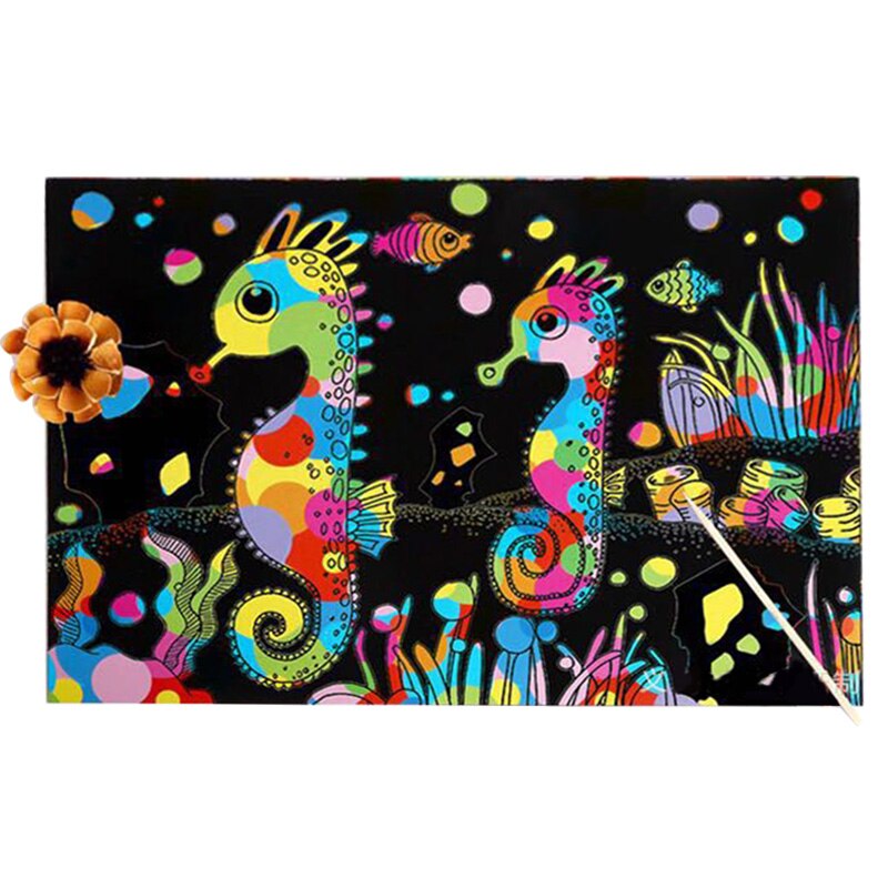 10 stuks 26 cm X 19 cm Scratch Art Paper Magic Schilderen Papier met Tekening Stick Voor Kinderen Educatief Speelgoed kleurrijke Tekening Speelgoed