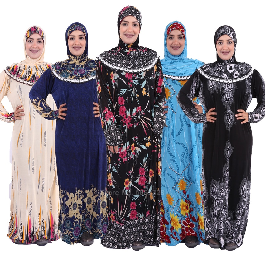 Full Cover Women Muslim Abaya Dress Traditional Hijab+dress Islamic Clothing Set Dubai Arabic Turkish Ramadan Prayer Outfits