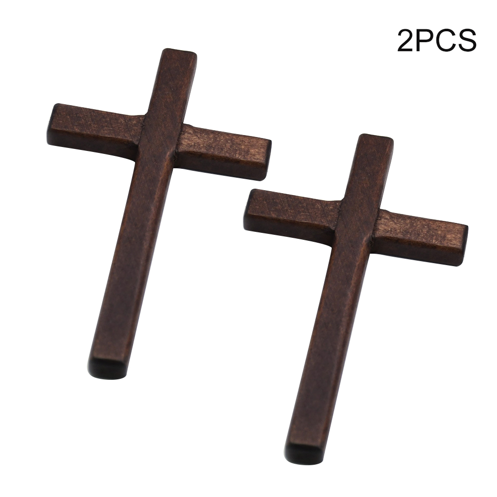 2 Pcs Kruisbeeld Jezus Handgemaakte Houten Kruisen Christus Ornamenten Hanger Maken Diy Sieraden Muur Opknoping Kantoor Thuis Effen Bid: Bruin