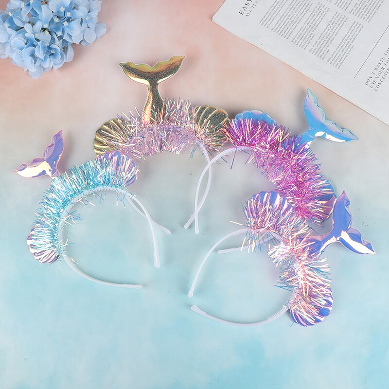 Diadema con corona de de sirenita, sombrero con cola de sirena, ACCESORIOS FOTOGRÁFICOS para niña, de cumpleaños, accesorios para el cabello de sirena