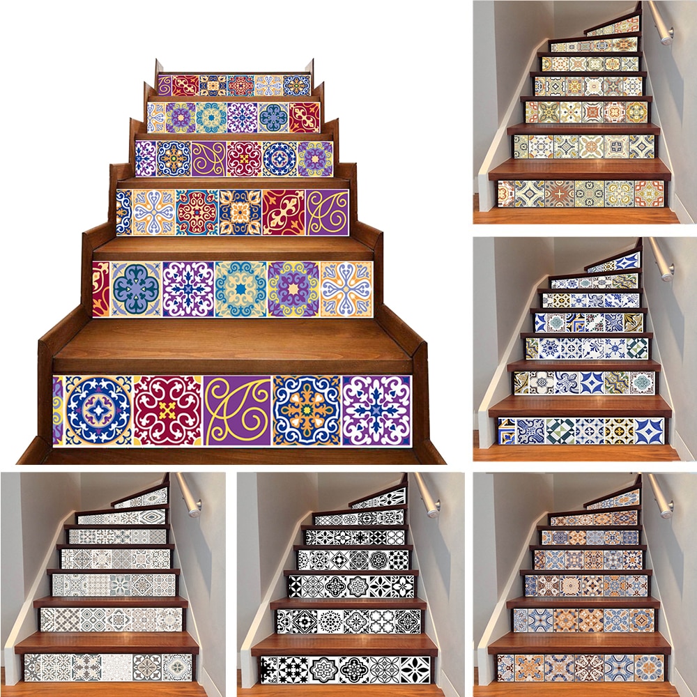 6Pc Set 3d Trap Sticker Verwijderbare Zelfklevende Vinyl Keramische Tegel Pvc Trap Behang Trap Trap Home Muur decal