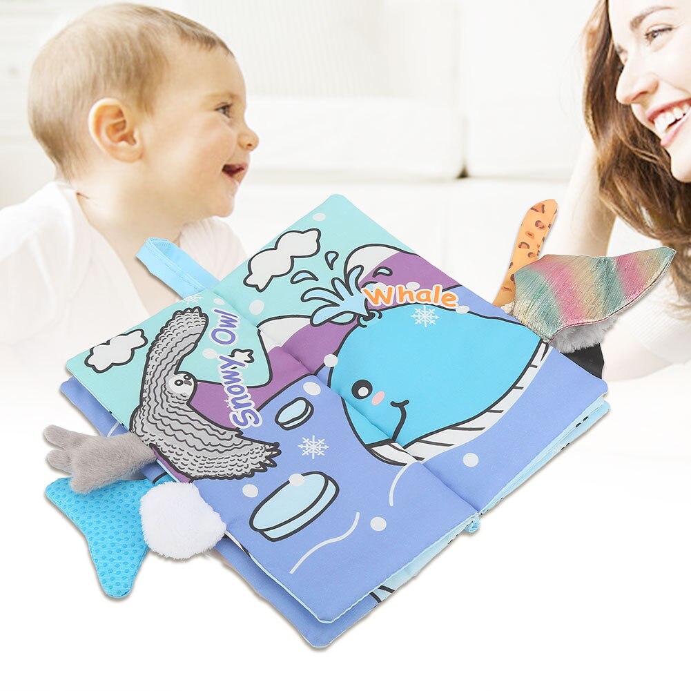 0-2 y frühfördernde lernhilfen babybuch frühpädagogik aktivität #39 tier- und schwanzbuch (blauer gletscher) weiches stoffmaterial