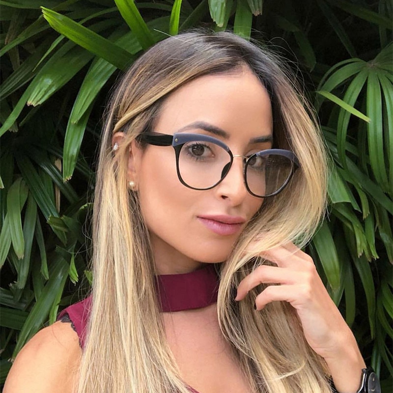 Feminino browline design óculos ópticos prescrição acetato aro óculos para óculos de aro grande quadro moda estilos 92163