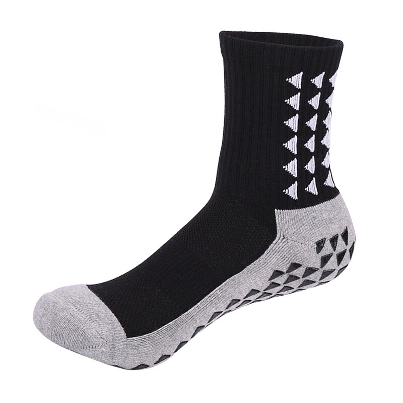 1 Pair Sport Socks Anti Slip Non Skid Slipper Socks with Grips for Adults Men Women Fitness Workout Play Football Sweat Socks: Black 