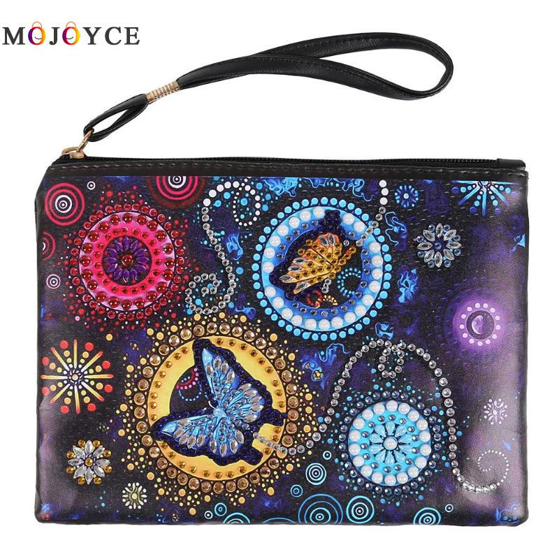 Women Wristlet Bags DIY Special Shaped Diamond Painting Zipper Wallet Women Clutch Coin Purses: Butterfly 2