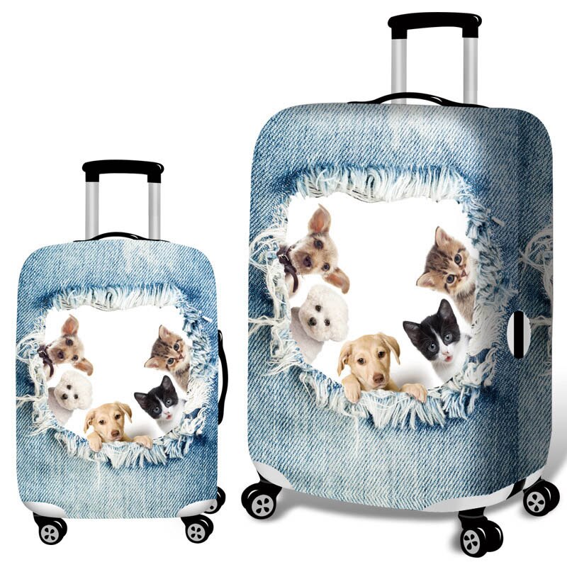 Cowboy Suitcase Case Cover 3D Cat Dog Luggage Elastic Protective Covers 18-32Inch Trolley Baggage Dust Cover Travel Accessories: E luggage cover / s