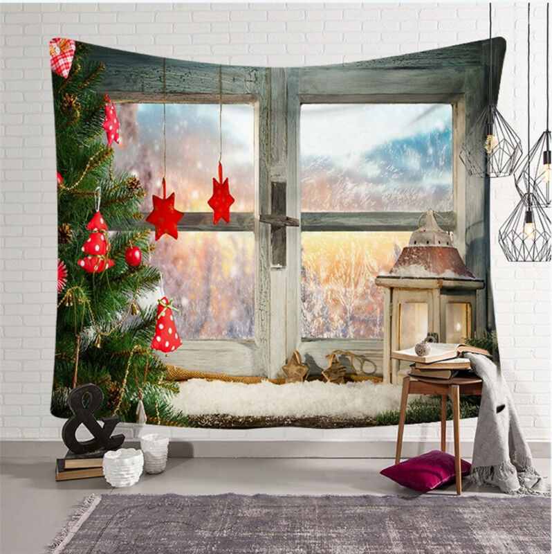 Tapisserie murale en tissu imprimé de noël | Tapisserie psychedelique à la , décoration murale Festive pour la maison
