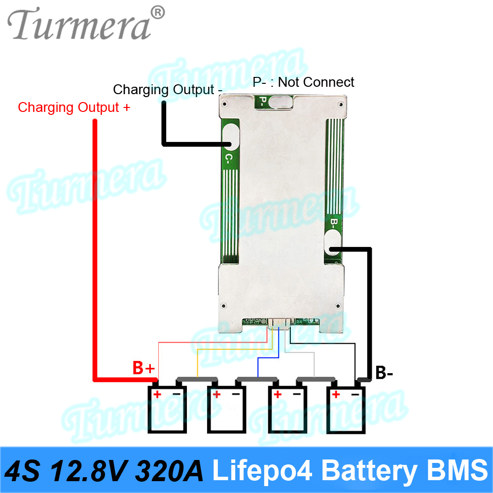 Turmera 4S 12.8V 200A 280A 320A Balance Lifepo4 Battery BMS Protect Board Use in 3.2V 100Ah 200Ah 280Ah 320Ah Lifepo4 Batteries