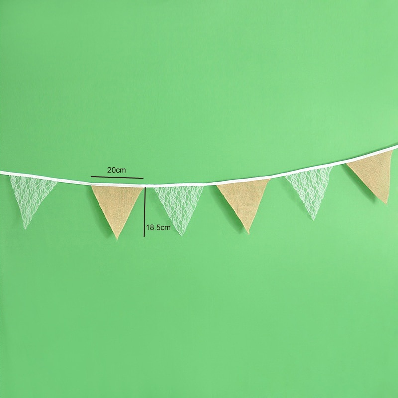 Säckväv linne vimpel barn pojke flicka spets bunting flaggor vintage 3.3m bröllop dekor födelsedagsfest dekorationer
