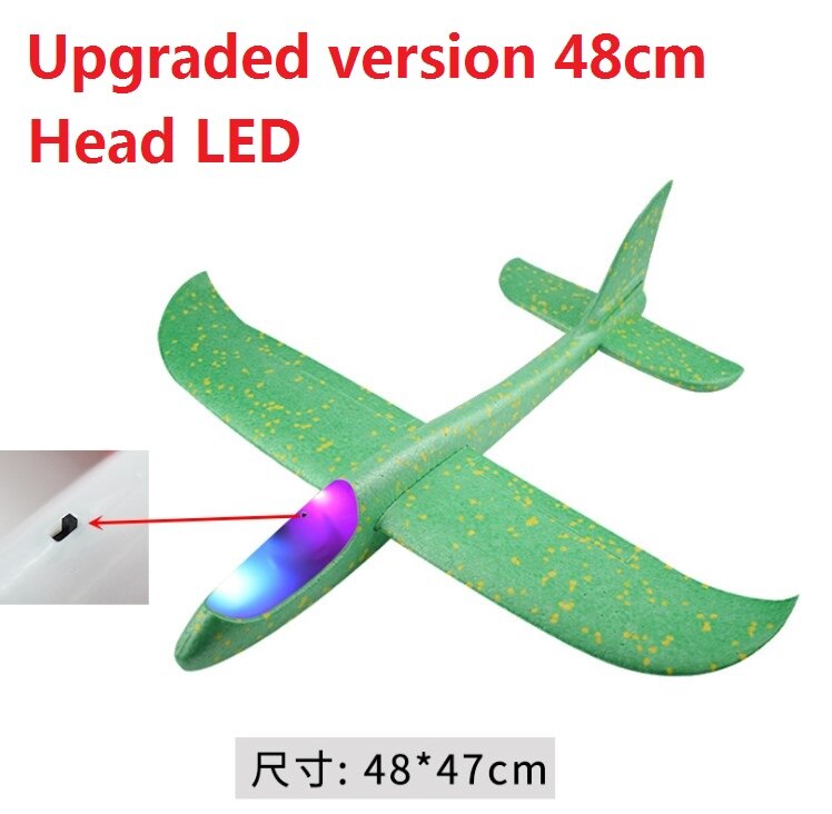 48cm LED DIY Kids Toys Hand Throw Flying Glider Planes Foam Aeroplane Model Party Bag Fillers Flying Glider Plane Toys Kids Game: LED Green 48cm