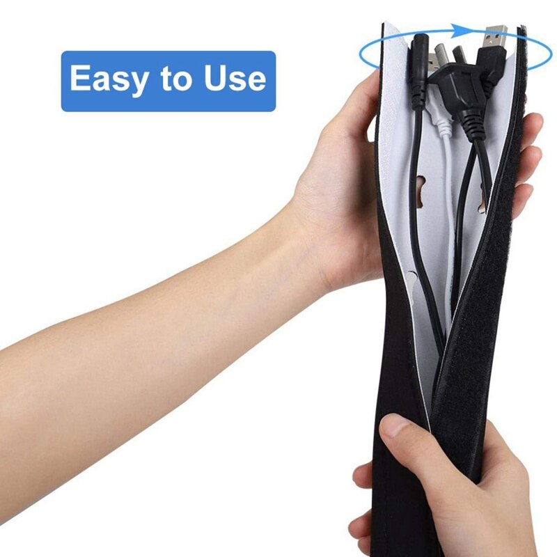2 Cable Management Sleeves Adjustable Cable Tidy Sleeves, Wire Organizer Sleeves for Home, Office Theater Cord Organizer