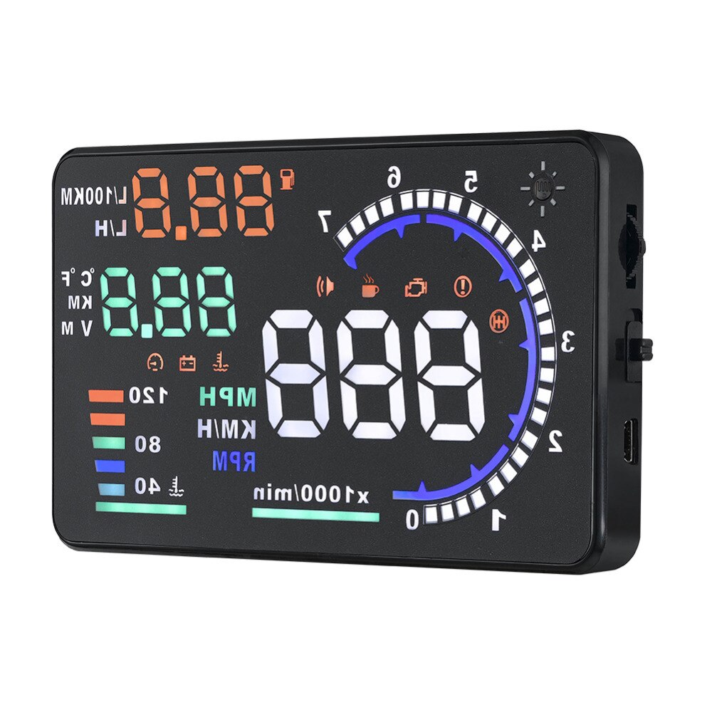 A8 5.5'' OBD II Car HUD Display Auto Windshied Reflective Screen Speed Display