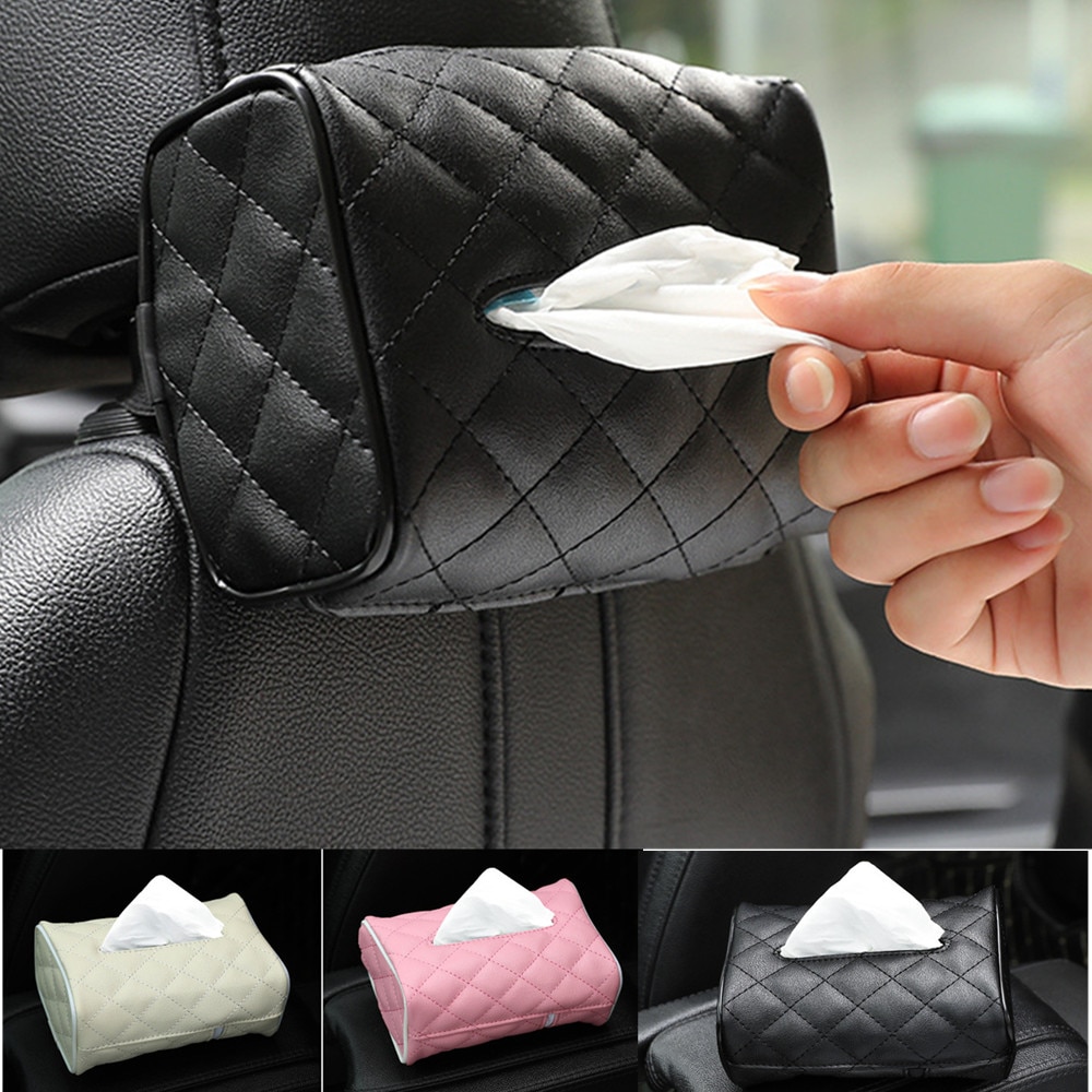 Pu læder tissuekasse serviettholder auto papir omslag sag organisator håndklædeholder kleenex kasser til badeværelse bilværelse bil-styling
