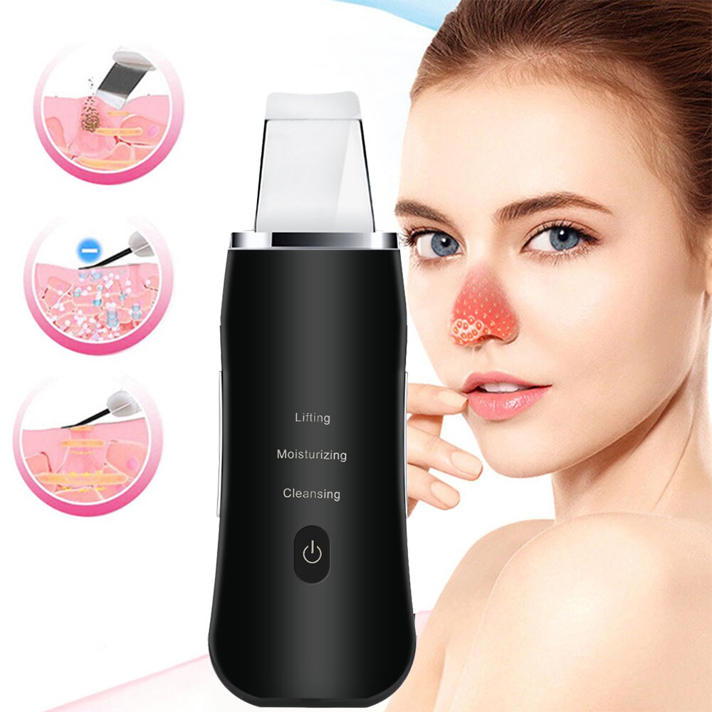 Ultrasonic Skin Scrubber Deep Facial Cleaner Machine Peeling Shovel Face Pore Cleaner Face Skin Scrubber Face Lift Machine