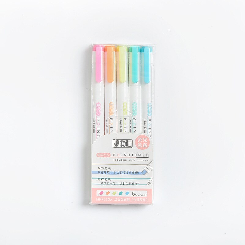 25 Kleuren Mildliner Markeerstift Dubbele Hoofd Leuke Mark Pen Set Art Supplies Pastel Marker Pennen Student School Kantoorbenodigdheden: 5 colors A