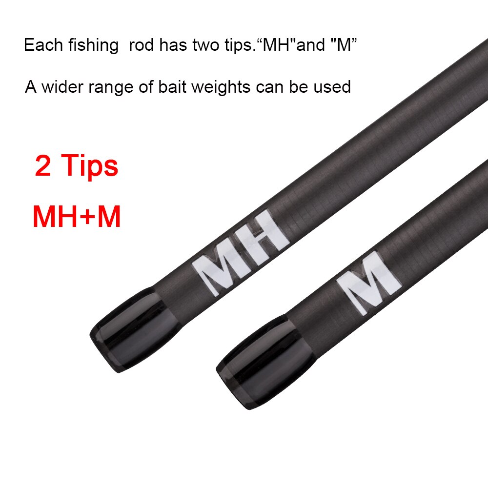 Obei wędka rzutowa 2.1 2.4m M/MH podróż ulica przynęta 2 wskazówki szybki pręt Vara De Pesca 13-39g wędka