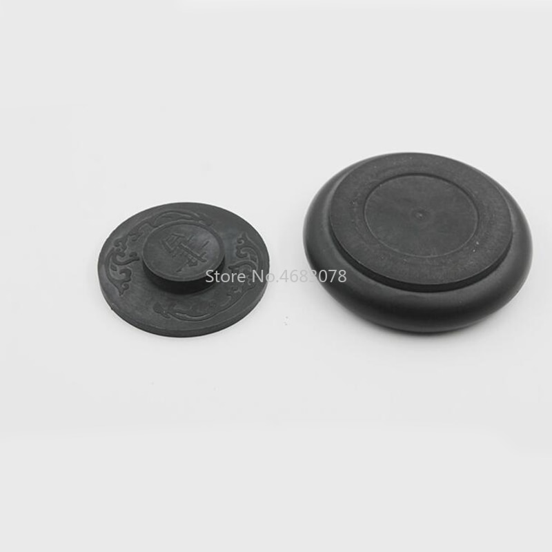 1pcs 4-inch plastic circular inkstone with cover Ribbed inkstone in Chinese calligraphy ink pool