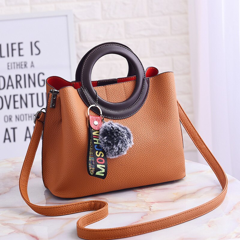 YONGBONG Litchi Pattern Soft PU Leather Women Handbag Two Pieces Female Shoulder Bag Girls Messenger bag Casual Women Bag