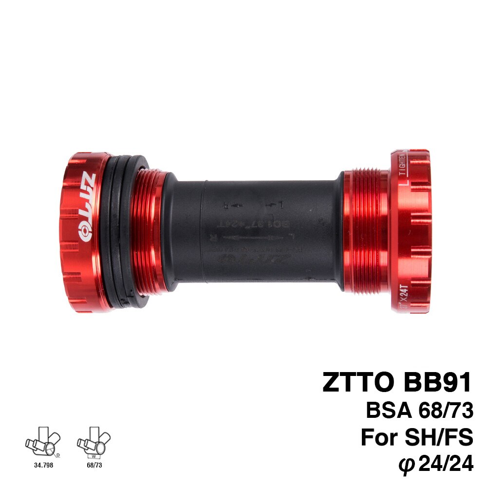 ZTTO BB91 External Bearing Bottom Brackets for Bicycle BSA68 68 73 Thread For Parts Prowheel 24mm Crankset Waterproof CNC MTB: red