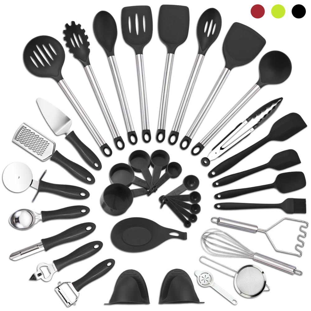 37Piece EU Kitchen Set Cooking Utensils Silicon And Stainless Steel Nylon Non-stick Spatula Set Baking Tool Set Cocina