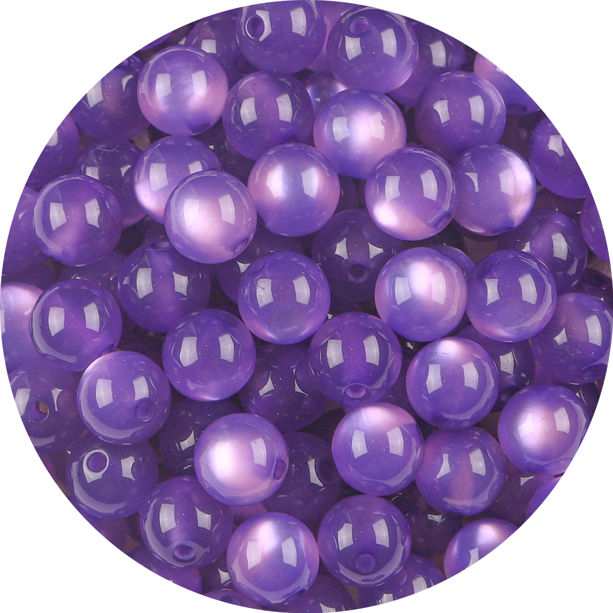 Paquete de 100 Uds. De cuentas redondas de ojo de gato de imitación de resina, cuentas sueltas con agujero recto colorido, accesorios para pendientes de cuentas Diy hechos a mano: Rojo rosado