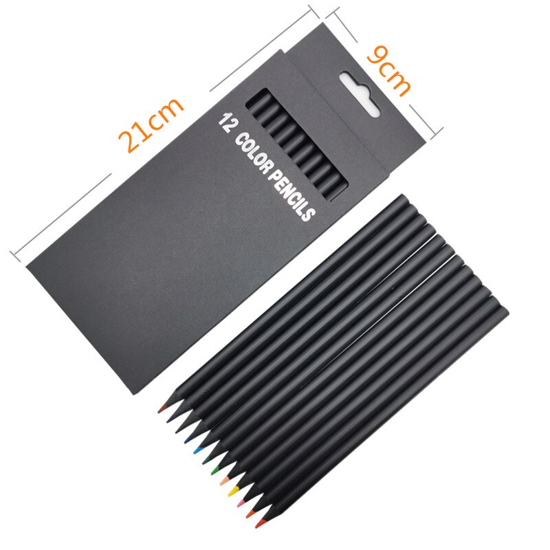 12 Color Pencil 3.0 Wood Lead Black Pen Body Simple Painting Coloring Pens Sketch Pencil School Stationery Supply