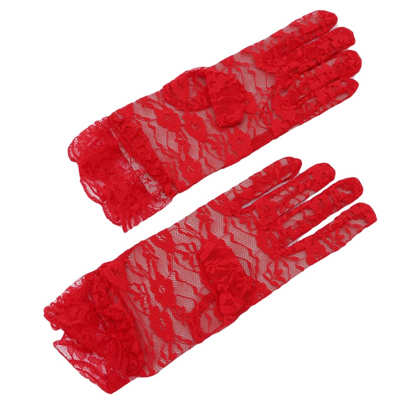 Fille dentelle gants printemps été élastique Protection solaire solide crème solaire été magnifique rose doigt gants accessoires Sexy