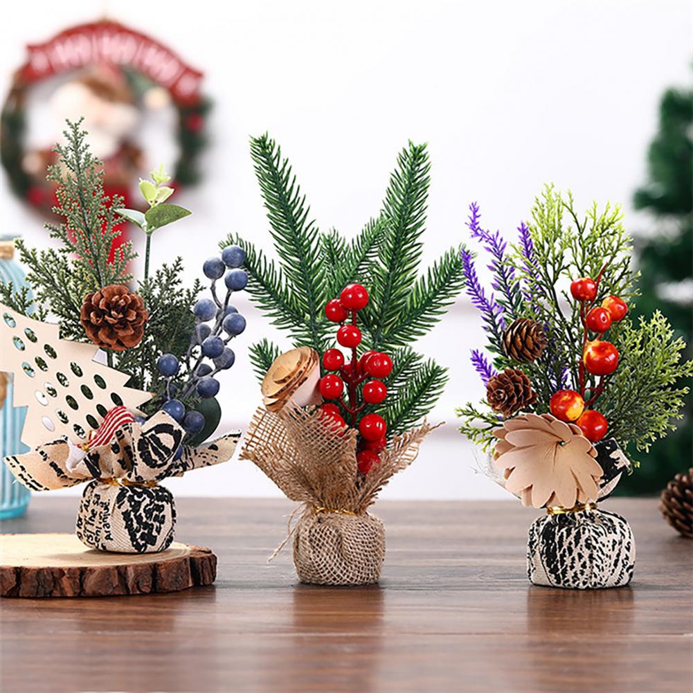 Delicate Wood Simulation Artificial Table Top Christmas Tree for Office