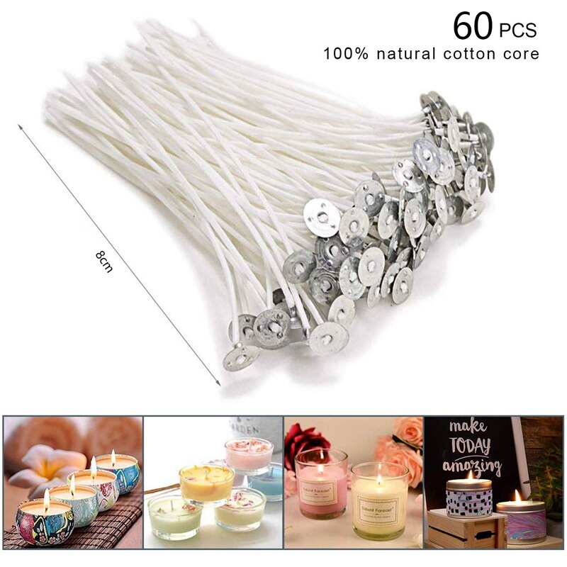 Candle Making Kit, DIY Candle Crafting Tool, 1 Candle Making Pouring Pot, 50 Candle Wicks, 50 Candle Wick Stickers and 2 3 Hole