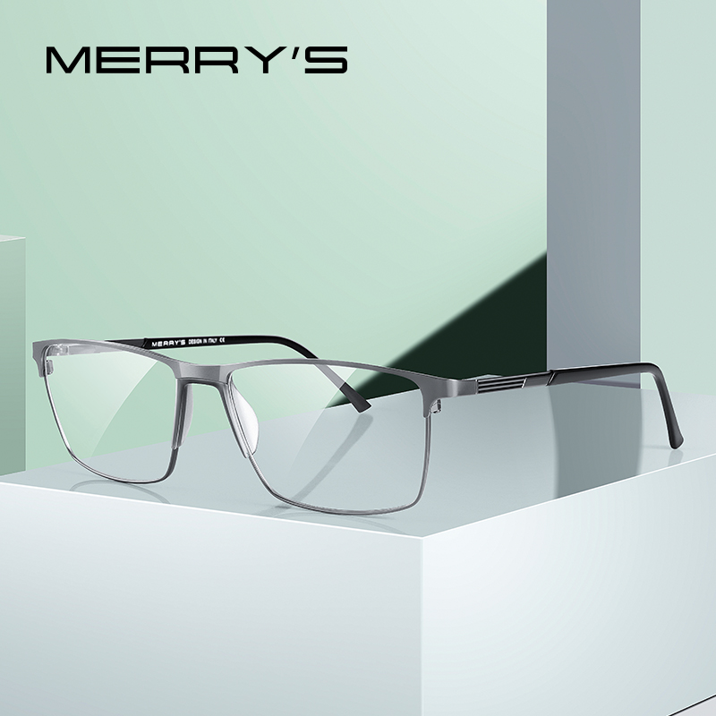 MERRYS Men Titanium Alloy Glasses Frame Business Style Male Square Ultralight Eye Myopia Prescription Eyeglasses S2170