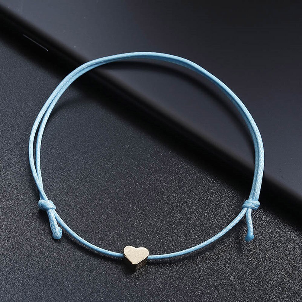 Summer Beach Heart Shaped Charm Rope String Anklets For Women Ankle Bracelet Woman Sandals On the Leg Chain Foot Jewelry: C