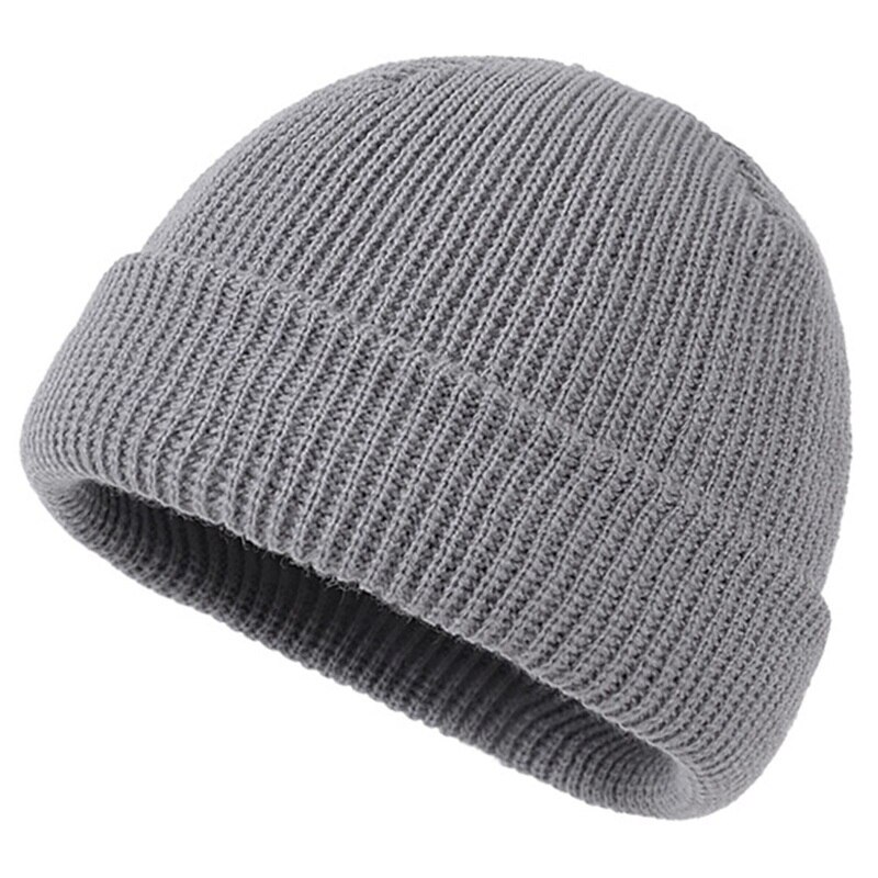 9 farver unisex hue hue ribstrikket vinterhue med manchet varm kort hue ensfarvet kalot baggy til voksen hue: Lgy