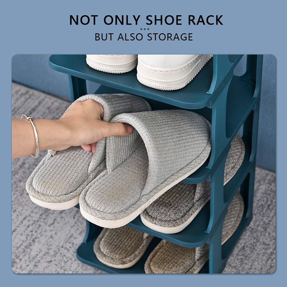 5 Layers Stackable Shoe Hanger Assembly Integrated Large Capacity Shoes Storage Rack PP Space Saving Safety Shoe Stand Organizer
