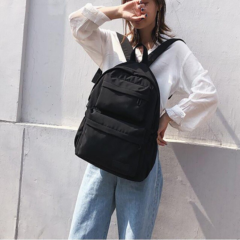 Women Teenager Backpack Boys Girls Marble Stone Print Backpack Rucksack Canvas Shoulder Bag School Backpack Mochila Feminina: Black Canvas 4