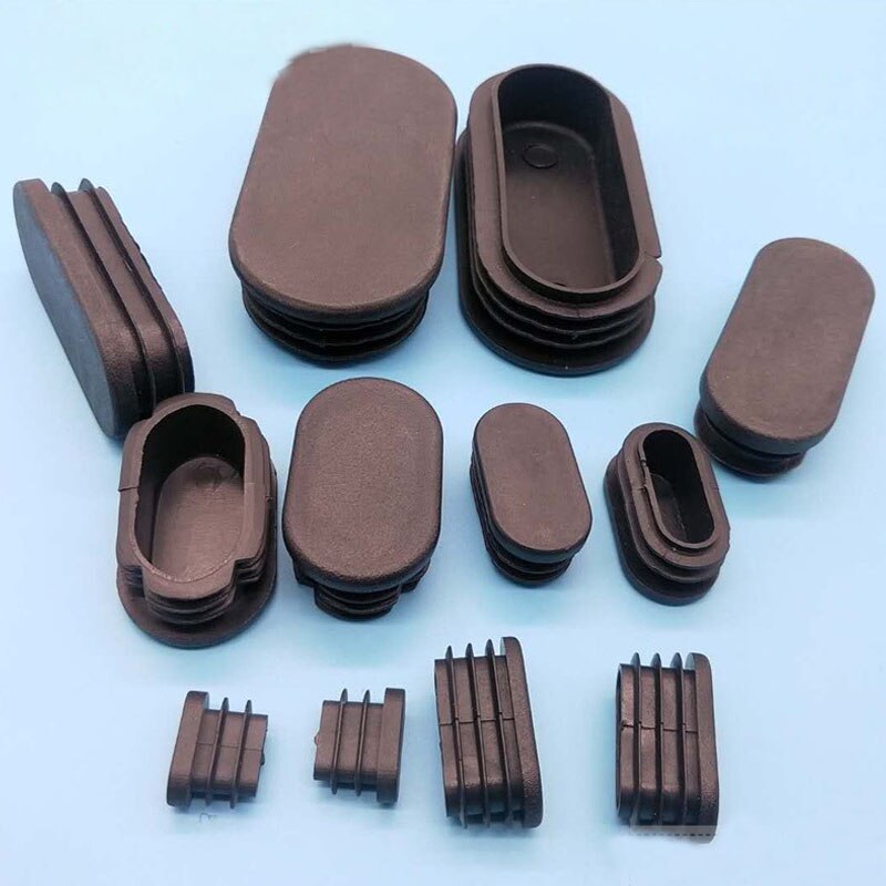 80PCS Schwarz Oval Kunststoff Stanzen End Kappe Rohr Stecker Einsätze Rohr Box Tisch Stuhl Möbel Noise Proctor Matte Abdeckungen zubehör