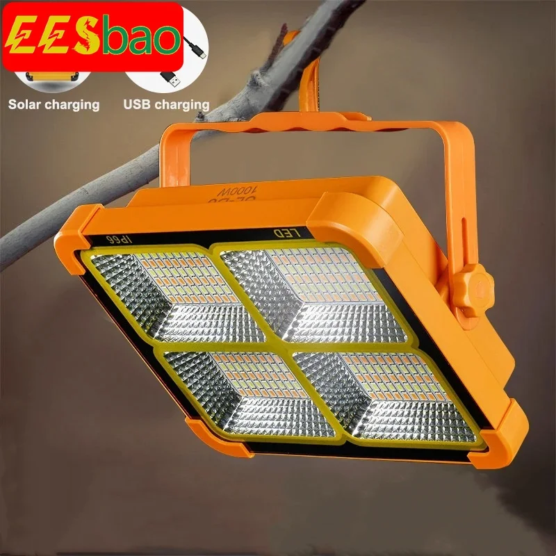 Eesbao bærbar solcellelanterne led-teltlampe genopladelig lanterne nødlampe natmarkedslampe udendørs campingpærelampe